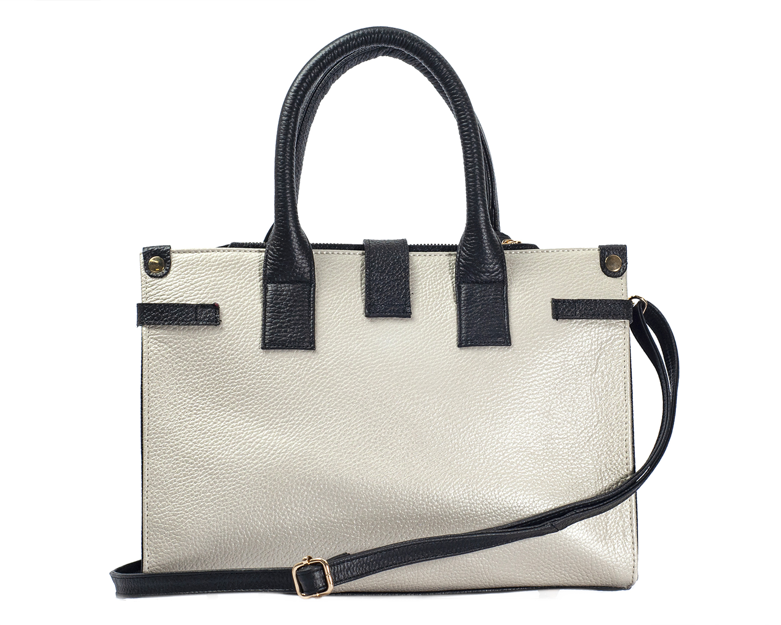 Foto 2 | Bolso Satchel A Ángelozano De Piel Vacuna, Pitón, Color Hueso, Modelo Samantha