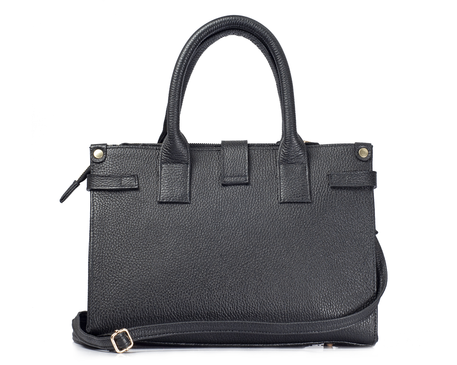 Foto 3 pulgar | Bolso Tipo Satchel A Ángelozano De Piel Vacuna Con Grabado Tipo Cincelado, Color Negro, Modelo Samantha
