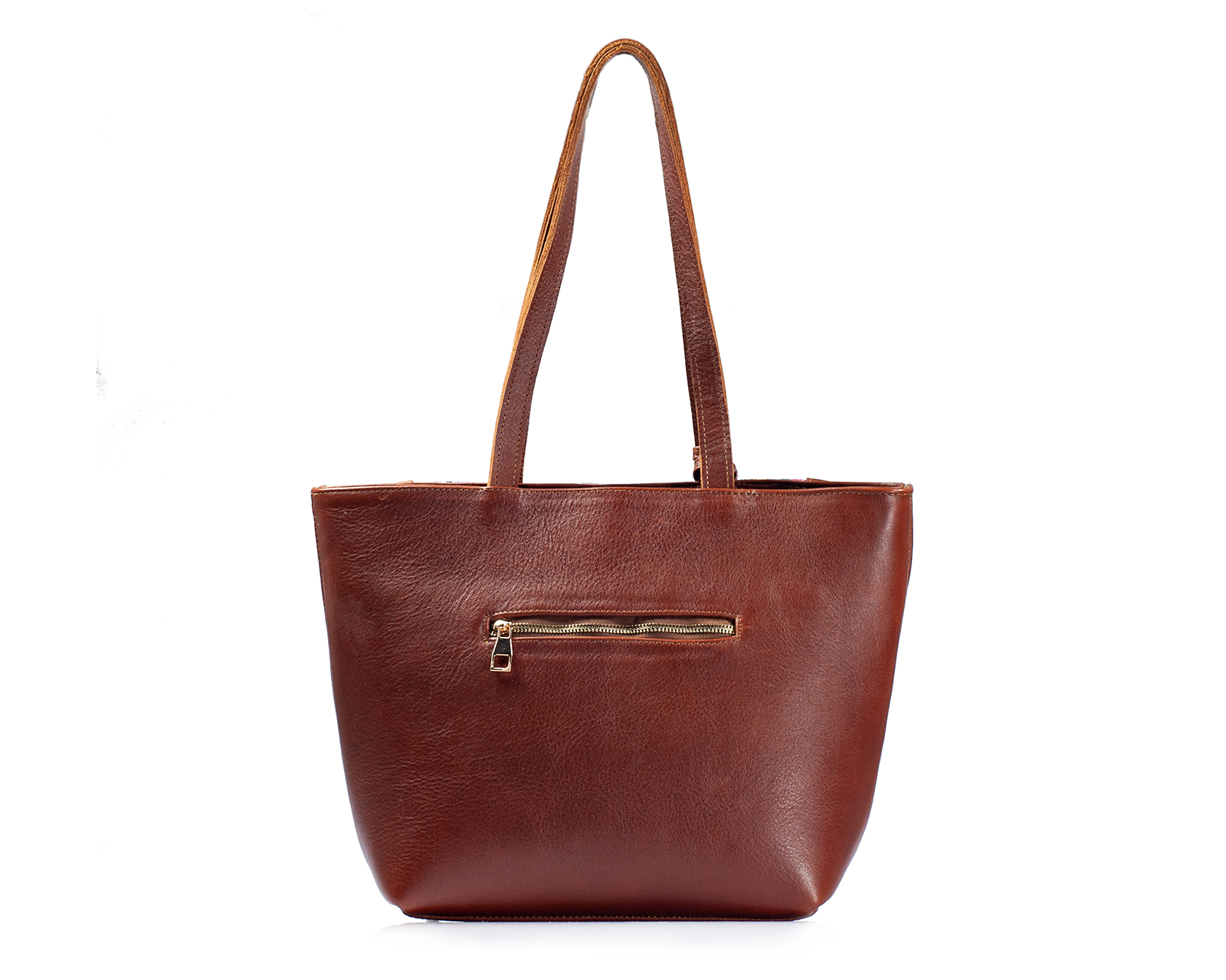Foto 4 pulgar | Bolso Tote A Ángelozano De Piel Vacuna Con Telar De Zinacantán, Color Café, Modelo Soraya