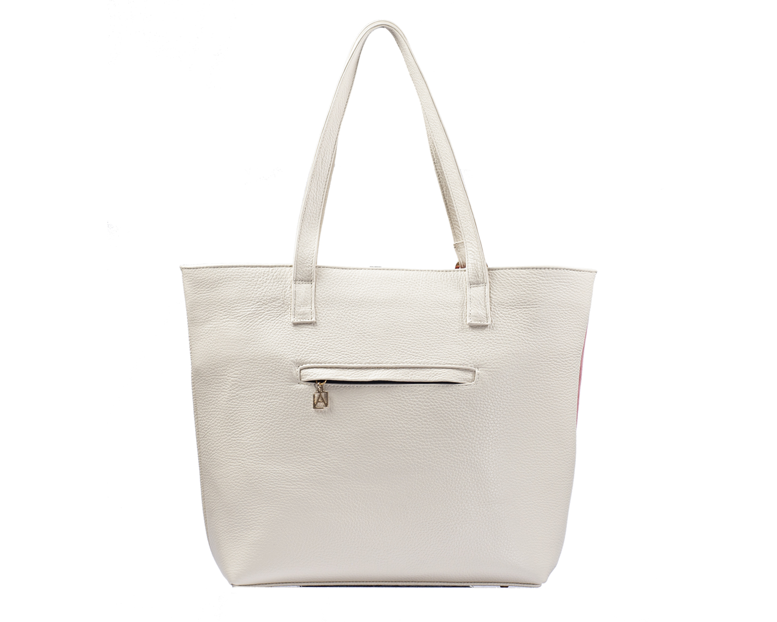 Foto 3 pulgar | Bolso Tote A Ángelozano De Piel Vacuna Con Grabado Tipo Cincelado, Color Hueso, Modelo Victoria