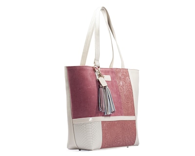 Foto 6 | Bolso Tote A Ángelozano De Piel Vacuna Con Grabado Tipo Cincelado, Color Hueso, Modelo Victoria