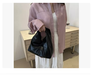 Foto 3 | Bolso Nudo De Cuero Arrugado Forma Nube Estilo Hobo Mujer Negro Xtellar