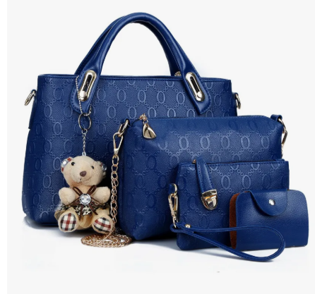 Foto 2 pulgar | Juego Xtellar 4 Bolsos Mujer Cartera Tote Cosméticos Tarjetero Oso Color Azul