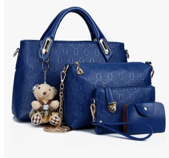 Foto 1 | Juego Xtellar 4 Bolsos Mujer Cartera Tote Cosméticos Tarjetero Oso Color Azul