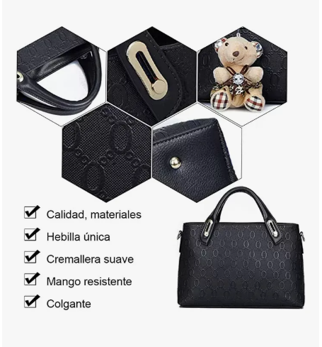 Foto 5 pulgar | Juego Xtellar 4 Bolsos Mujer Cartera Tote Cosméticos Tarjetero Oso Color Azul