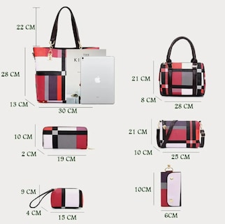 Foto 5 | Set Xtellar 6 Bolsas Cartera Cosmetiquera Mujer Listrado Monedero