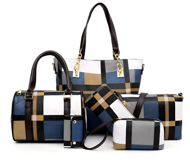 Foto 1 | Set Xtellar 6 Bolsas Cartera Cosmetiquera Mujer Listrado Monedero