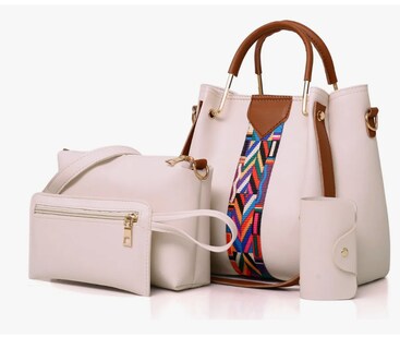 Foto 1 | Set Xtellar 4 Bolsas Mujer Moda Dama Crossbody Cosmetiquera Correa Modelo Beige