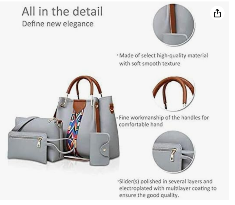 Foto 3 pulgar | Set Xtellar 4 Bolsas Mujer Moda Dama Crossbody Cosmetiquera Correa Modelo Beige