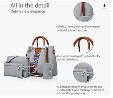 Foto 2 | Set Xtellar 4 Bolsas Mujer Moda Dama Crossbody Cosmetiquera Correa Modelo Beige