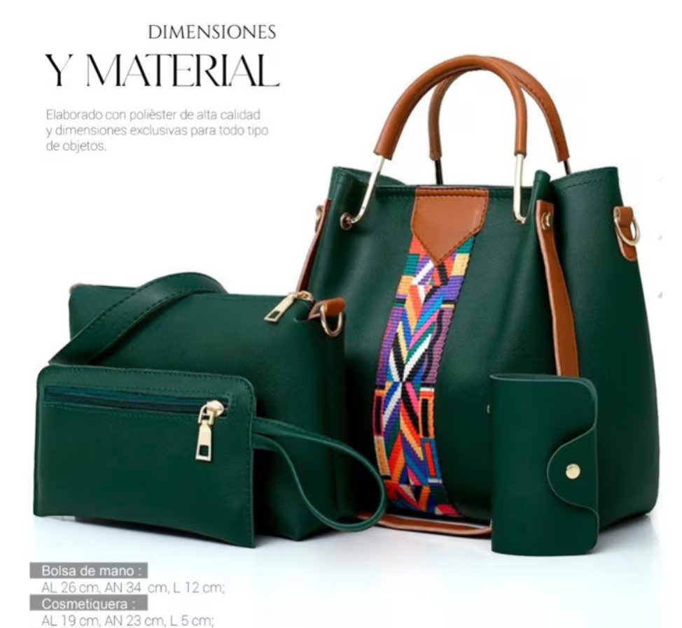 Foto 2 | Set 4 Bolsas Mujer Moda Dama Crossbody Cosmetiquera