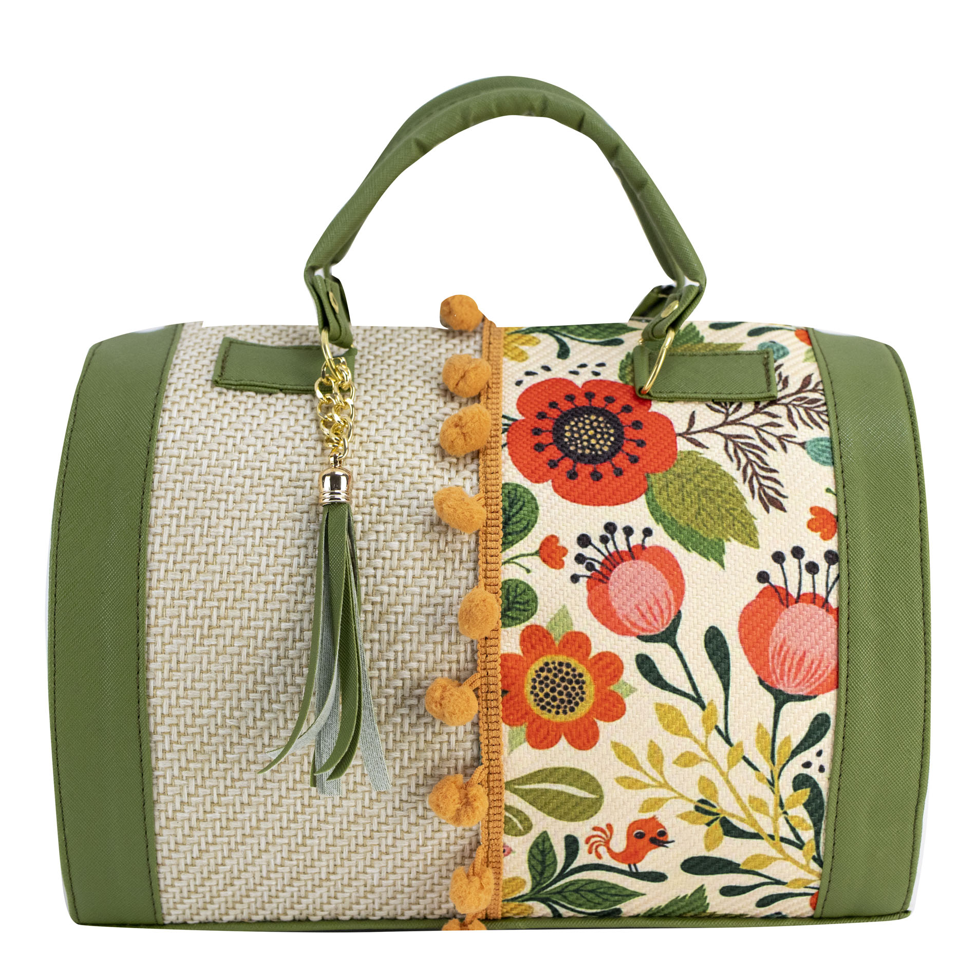 Foto 2 pulgar | Bolso Para Dama Verde Olivo Yute Floral Textil/sintetico Cohetzal Nueva Imagen