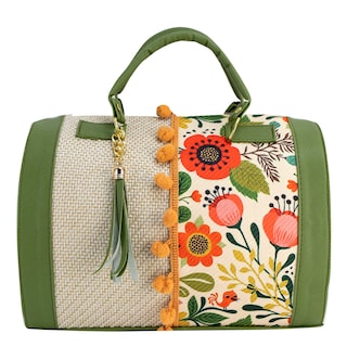 Foto 1 | Bolso Para Dama Verde Olivo Yute Floral Textil/sintetico Cohetzal Nueva Imagen