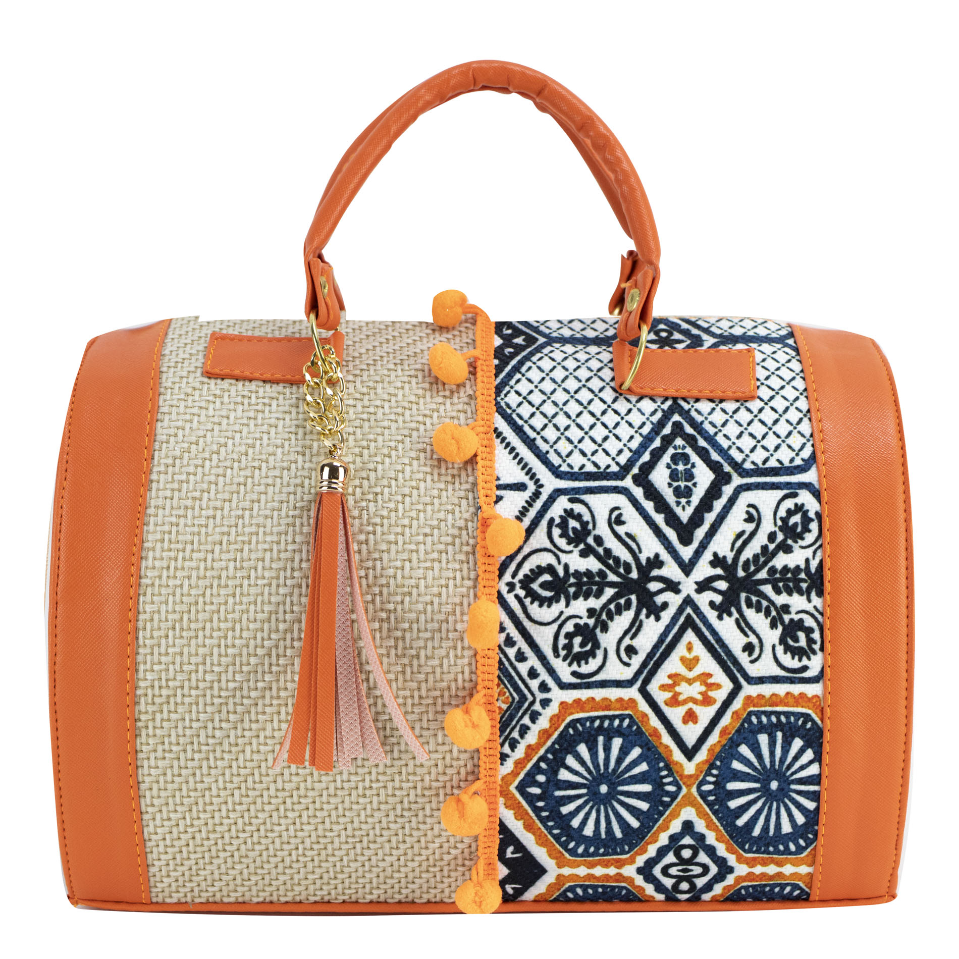 Foto 2 pulgar | Bolso Para Dama Naranja Yute Poligono Textil/sintetico Cohetzal Nueva Imagen
