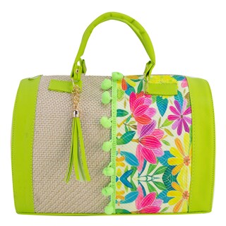 Foto 1 | Bolso Para Dama Verde Manzana Yute Floral Textil/sintetico Cohetzal Nueva Imagen