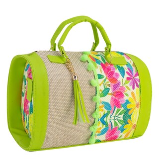 Foto 2 | Bolso Para Dama Verde Manzana Yute Floral Textil/sintetico Cohetzal Nueva Imagen