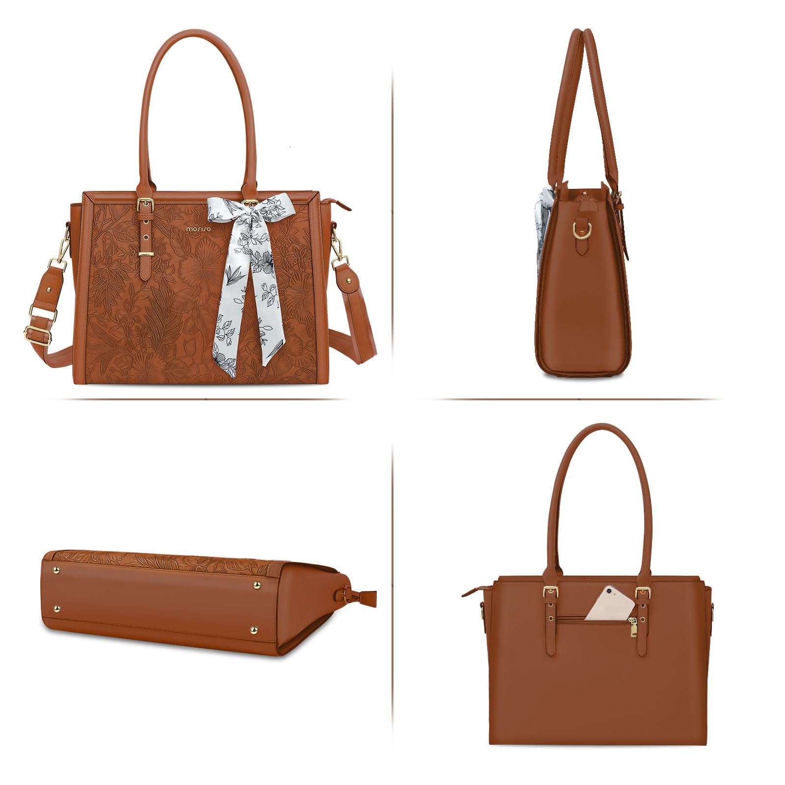 Foto 5 pulgar | Bolsa Mosiso Para Portátil, Piel Sintética, 17 A 17,3 Pulgadas, Para Mujer, Color Marrón - Venta Internacional.