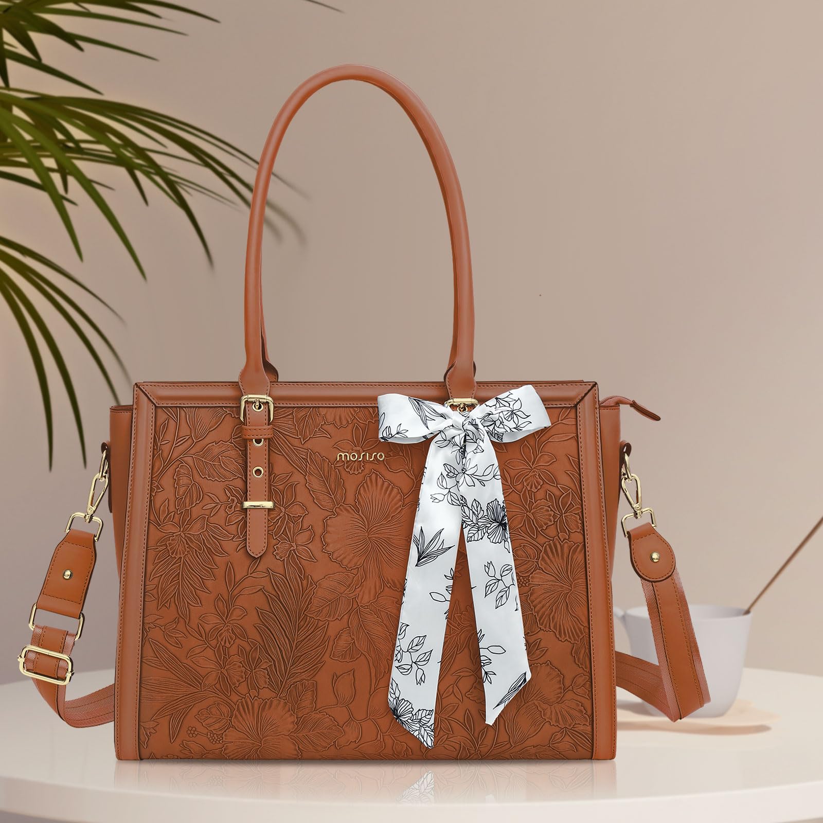 Foto 5 | Bolsa Mosiso Para Portátil, Piel Sintética, 17 A 17,3 Pulgadas, Para Mujer, Color Marrón - Venta Internacional.