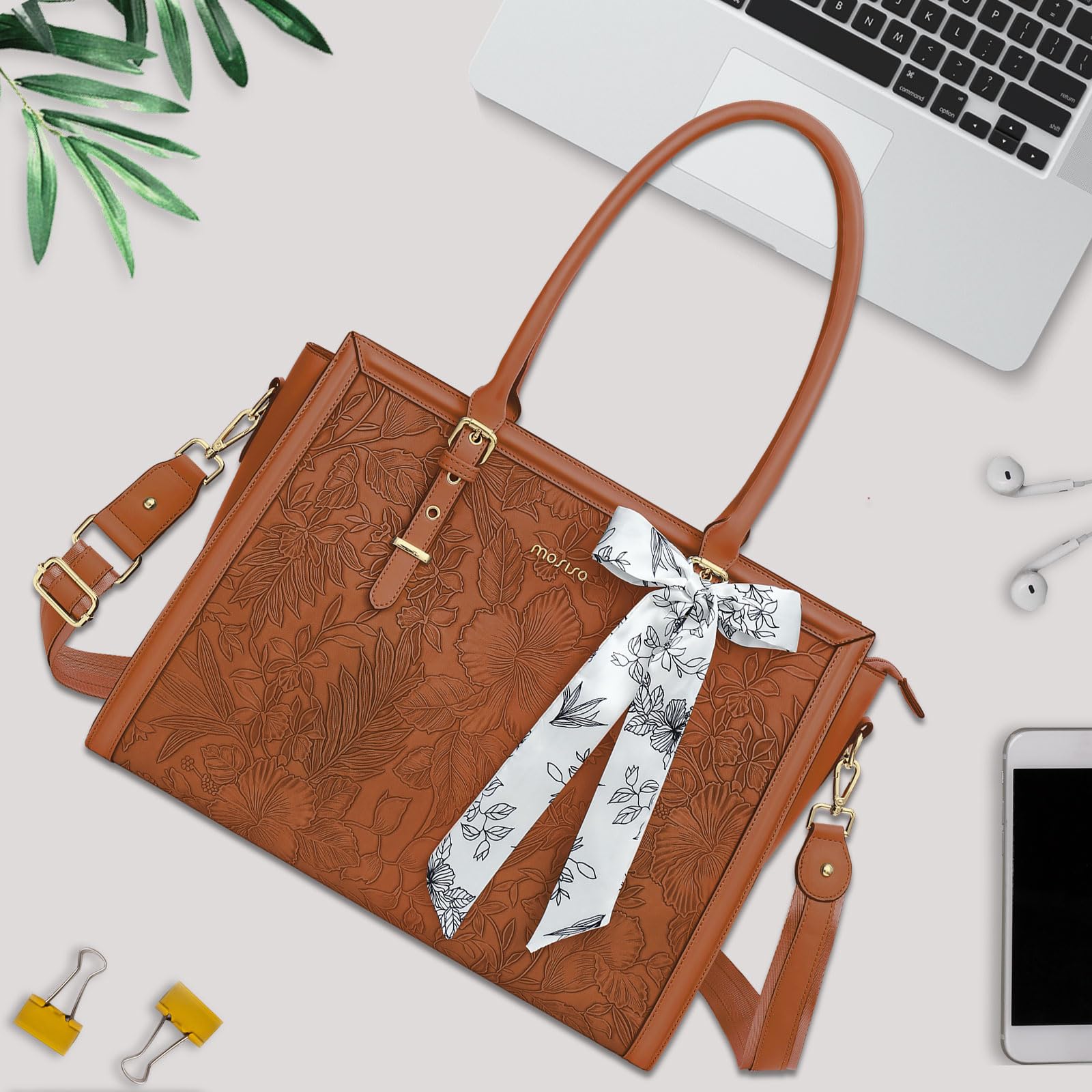 Foto 7 | Bolsa Mosiso Para Portátil, Piel Sintética, 17 A 17,3 Pulgadas, Para Mujer, Color Marrón - Venta Internacional.