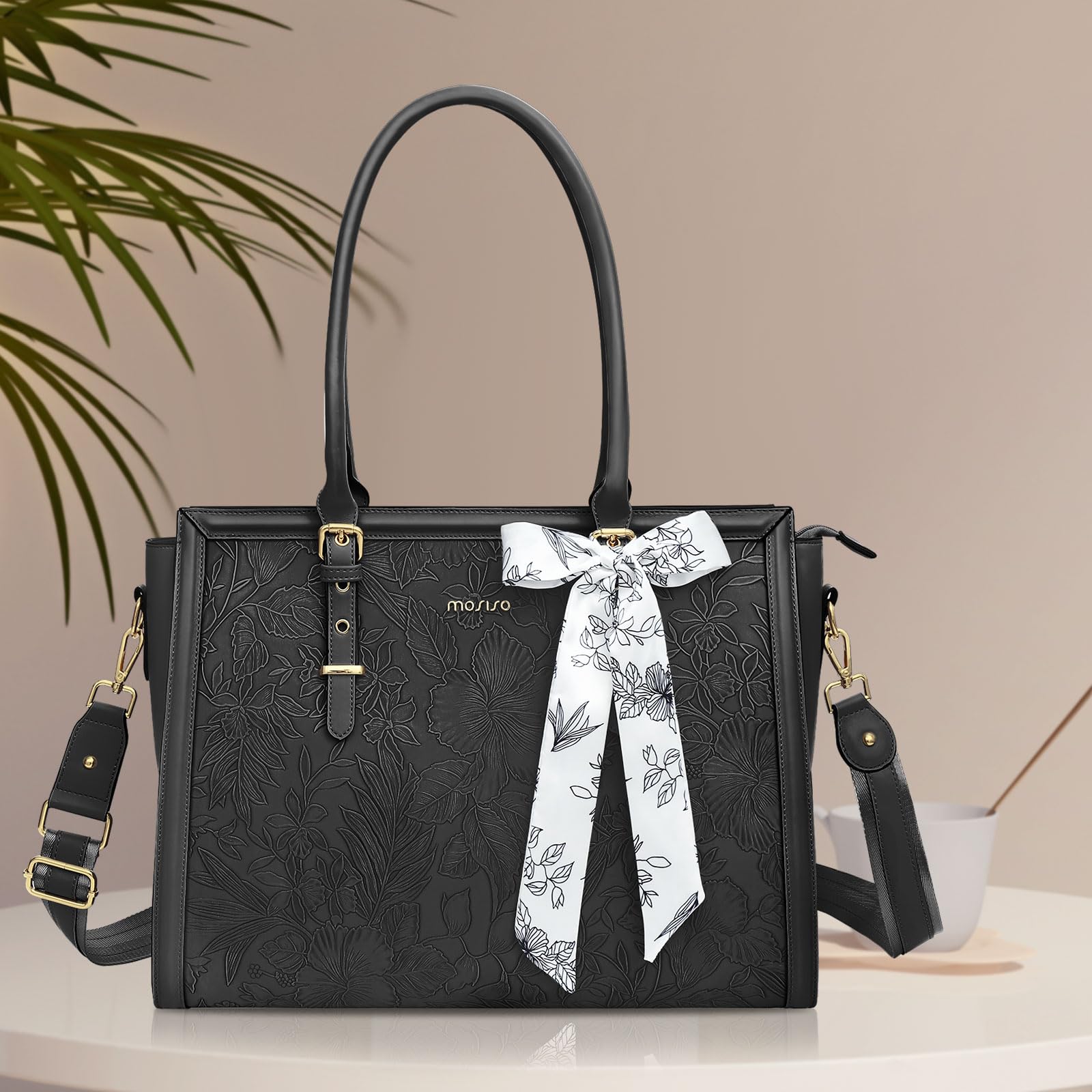 Foto 5 | Bolsa Mosiso Para Ordenador Portátil, Piel Sintética, 17-17,3 Pulgadas, Para Mujer, Color Negro - Venta Internacional.