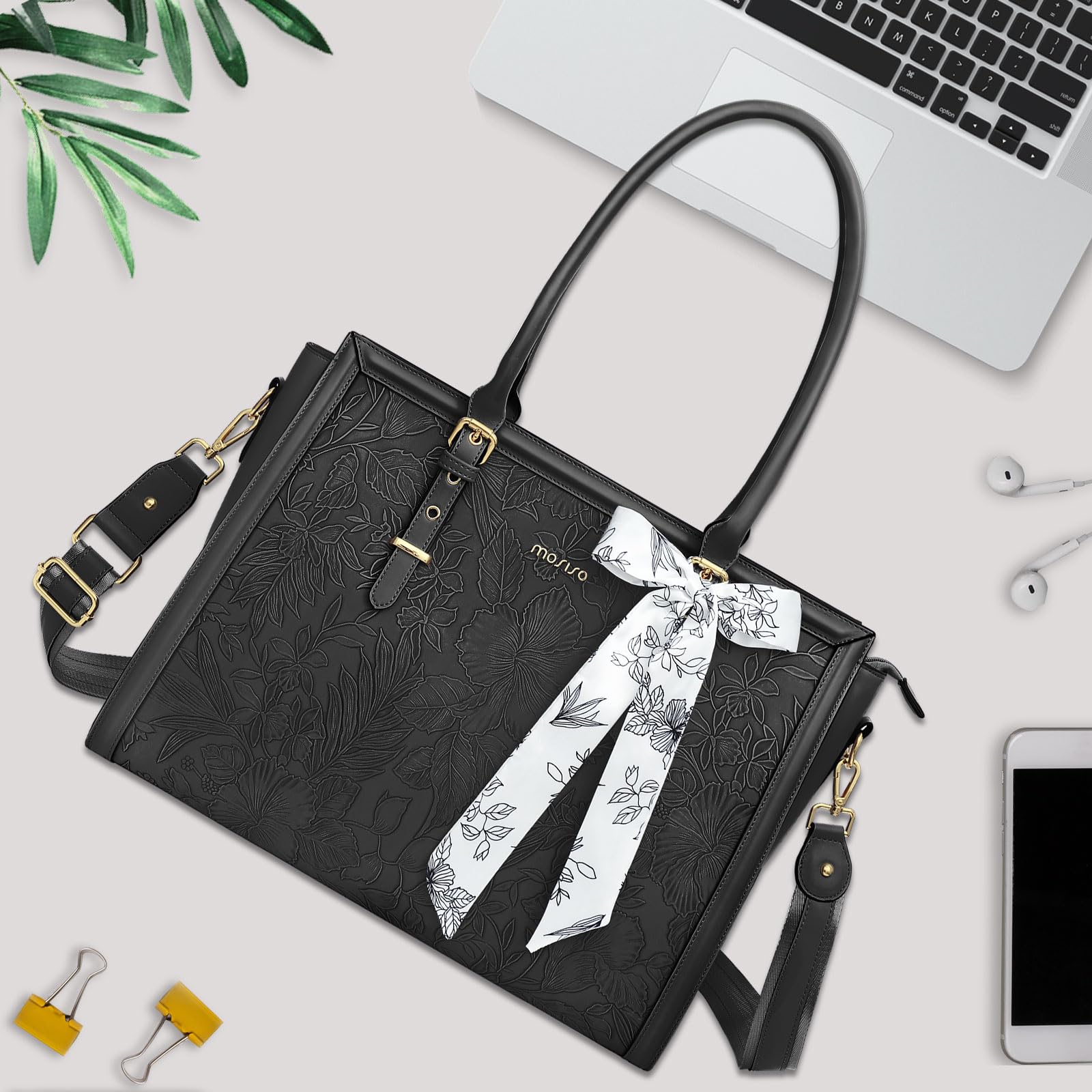 Foto 7 | Bolsa Mosiso Para Ordenador Portátil, Piel Sintética, 17-17,3 Pulgadas, Para Mujer, Color Negro - Venta Internacional.