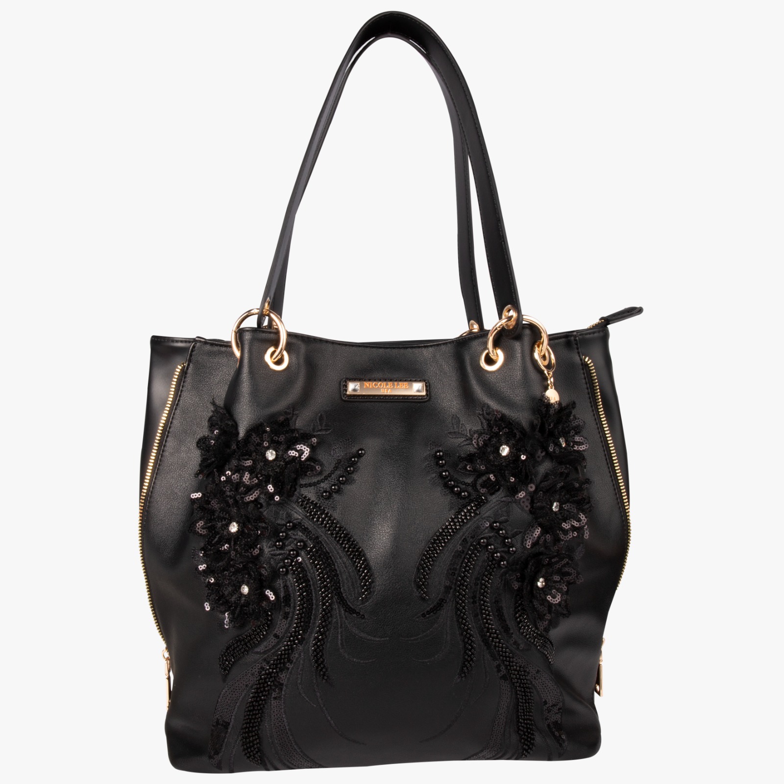 Foto 2 pulgar | Bolsa Satchel Marca Nicole Lee Con Decoración Y Chaquiras Negro