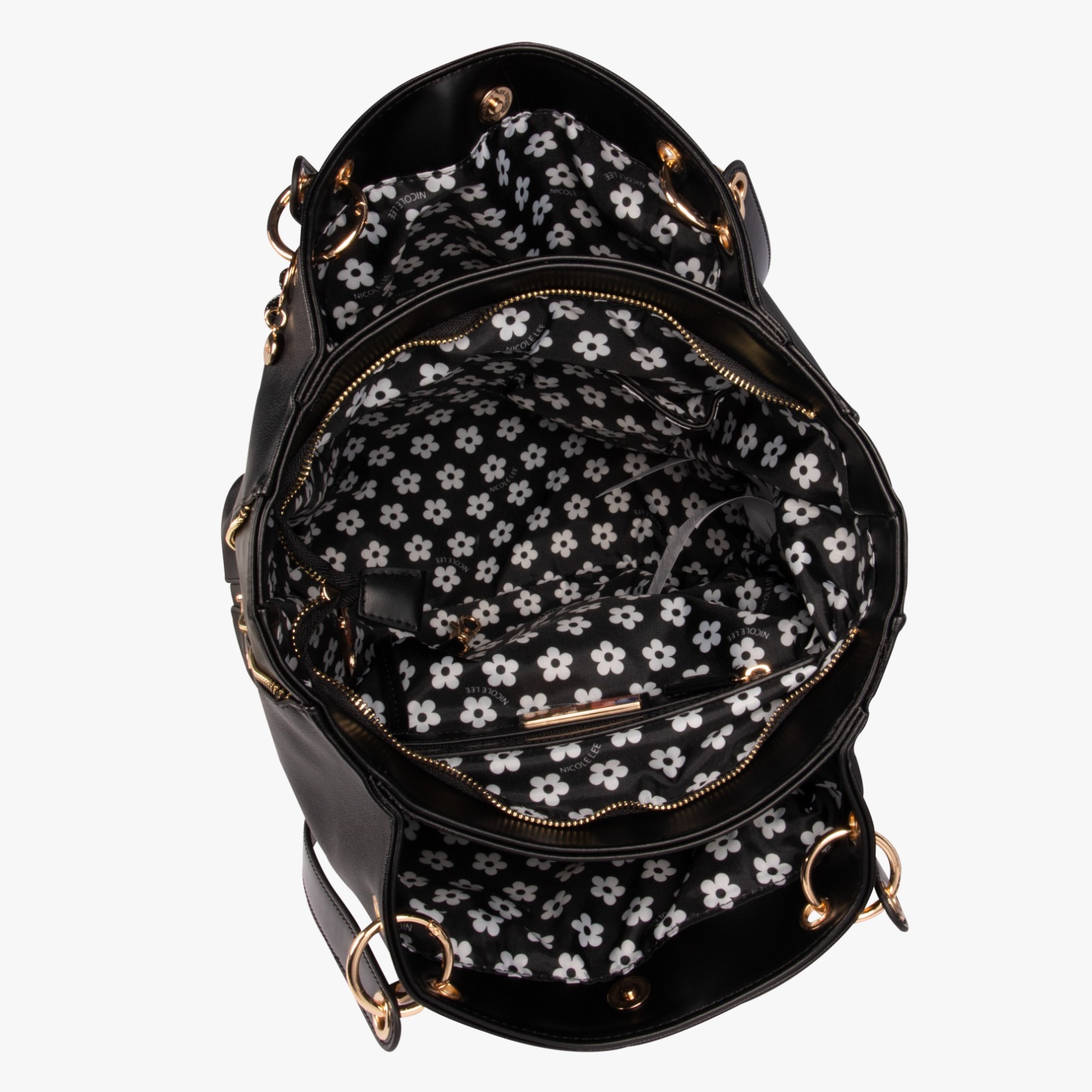 Foto 6 pulgar | Bolsa Satchel Marca Nicole Lee Con Decoración Y Chaquiras Negro