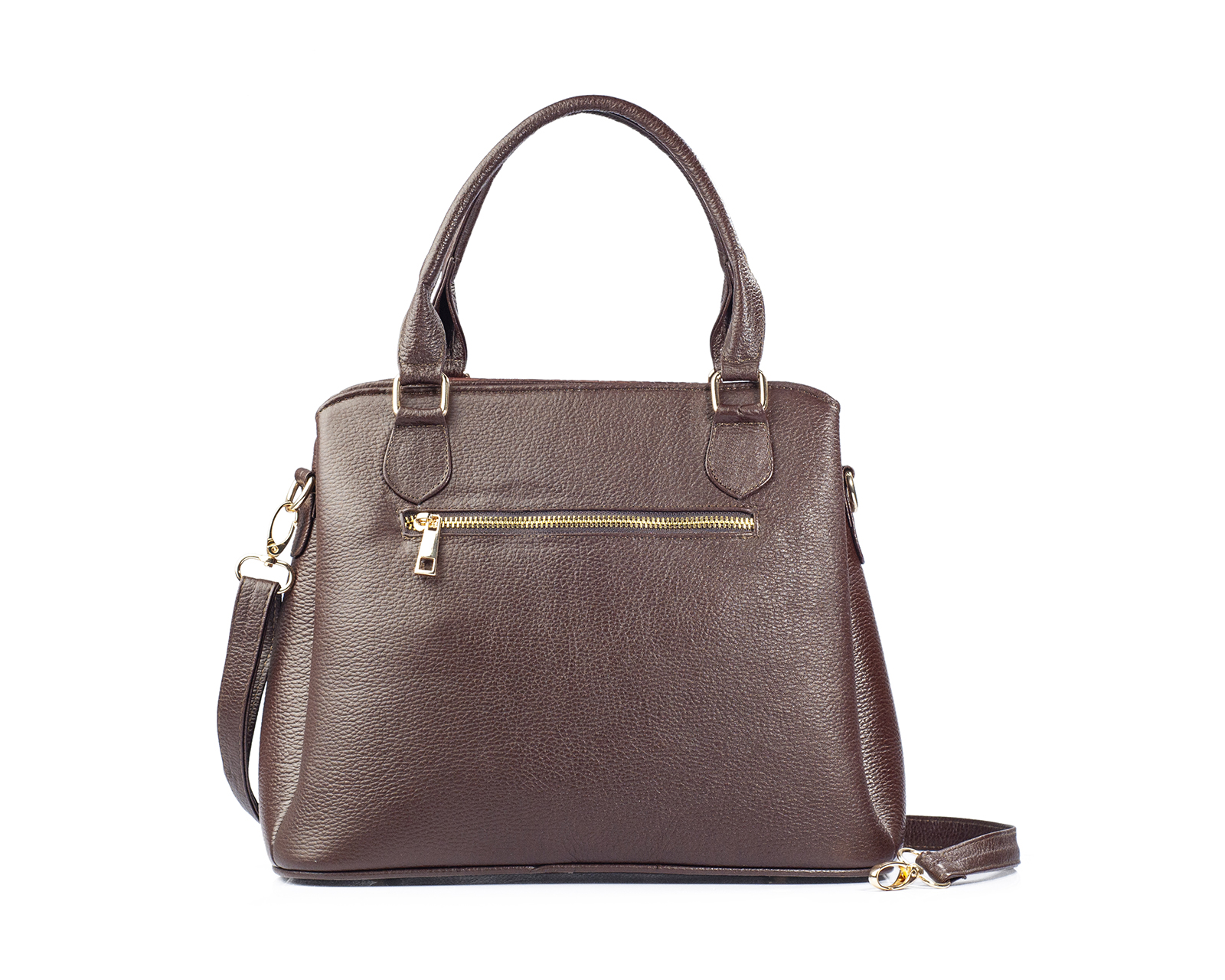 Foto 2 | Bolso Satchel A Ángelozano De Piel Vacuna Con Grabado Tipo Cincelado, Color Café, Modelo Lourdes