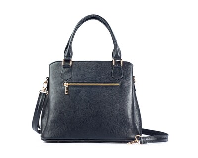 Foto 2 | Bolso Satchel A Ángelozano De Piel Vacuna Con Grabado Tipo Cincelado, Color Negro, Modelo Lourdes