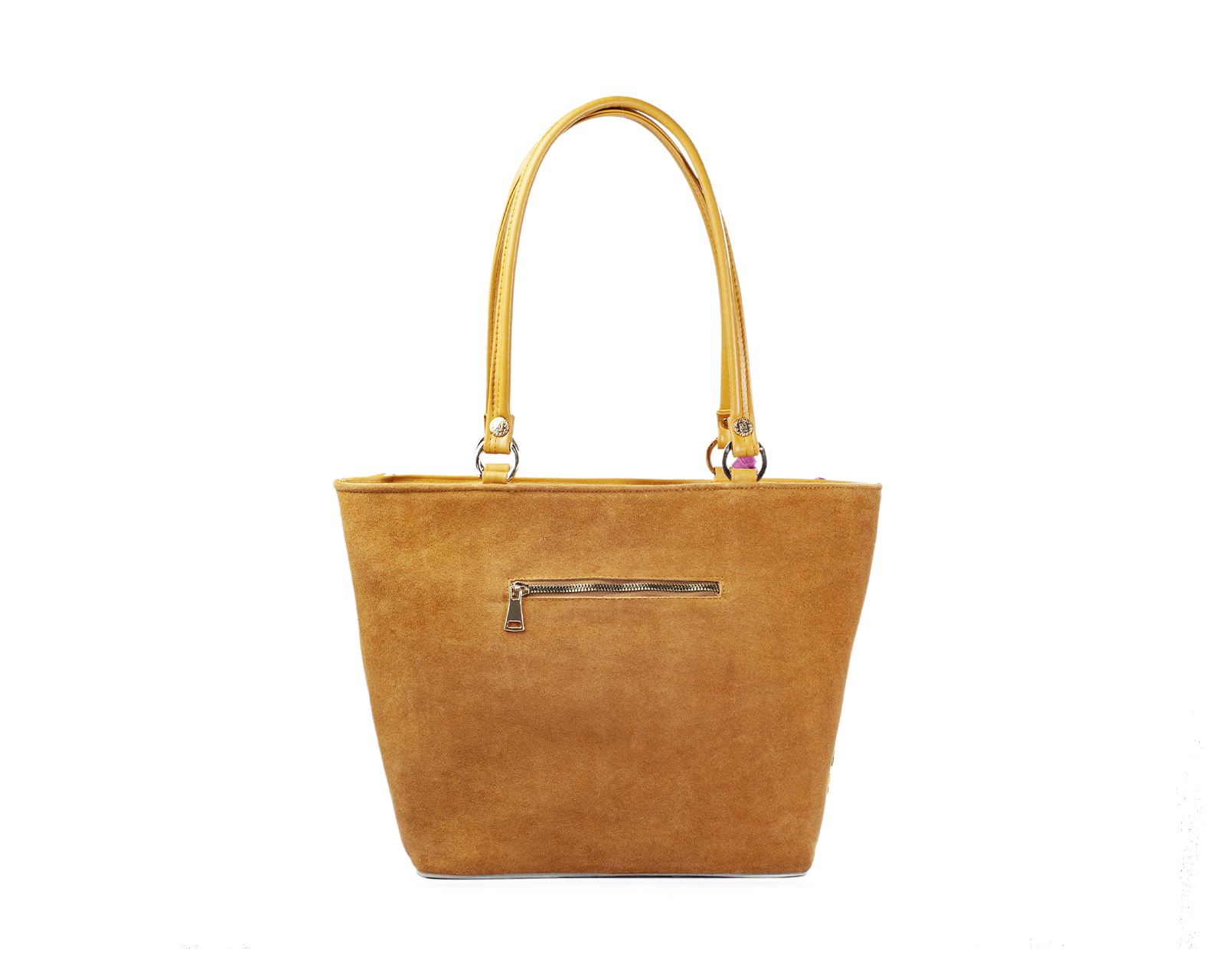 Foto 2 | Bolso Tote A Ángelozano De Piel Vacuna Con Telar Artesanal, Color Camel, Modelo Florentina Negro, Modelo Graciela