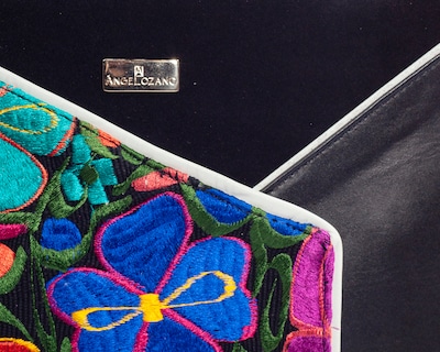 Foto 6 | Bolso Tote A Ángelozano De Piel Vacuna Con Telar Artesanal, Color Negro, Modelo Florentinagraciela