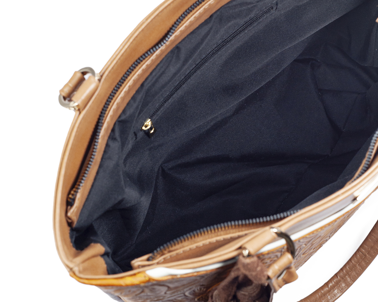 Foto 4 pulgar | Bolso Tote A Ángelozano De Piel Vacuna Con Piel Grabada, Color Camel, Modelo Florentina