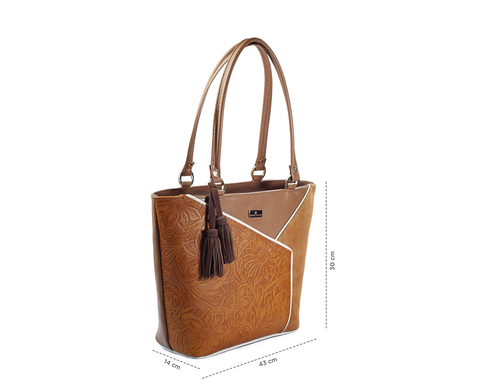 Foto 6 pulgar | Bolso Tote A Ángelozano De Piel Vacuna Con Piel Grabada, Color Camel, Modelo Florentina
