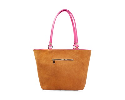 Foto 2 | Bolso Tote A Ángelozano De Piel Vacuna Con Telar Artesanal, Color Camel, Modelo Florentina Negro, Modelo Graciela