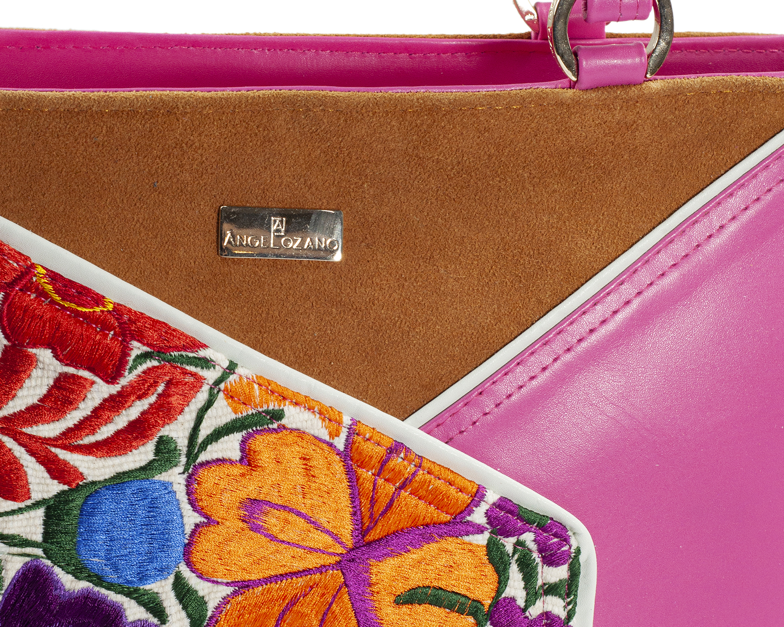 Foto 5 | Bolso Tote A Ángelozano De Piel Vacuna Con Telar Artesanal, Color Camel, Modelo Florentina Negro, Modelo Graciela