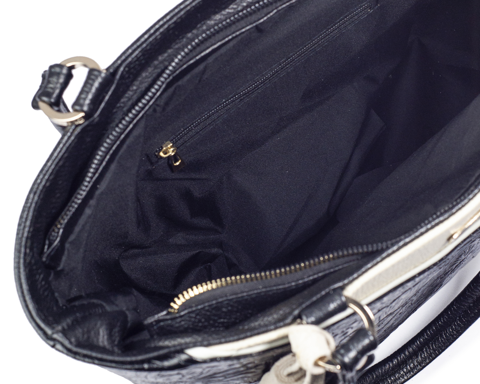 Foto 6 pulgar | Bolso Tote A Ángelozano De Piel Vacuna Con Franjas, Color Negro, Modelo Florentina