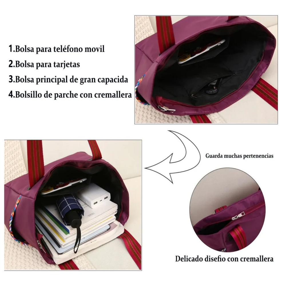 Foto 4 pulgar | Bolso Mano Tote  Gran Capacidad Ligero Belug,  Violeta