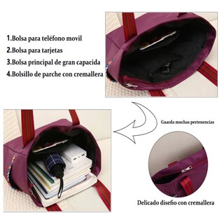 Foto 3 | Bolso Mano Tote Gran Capacidad Ligero Belug, Violeta