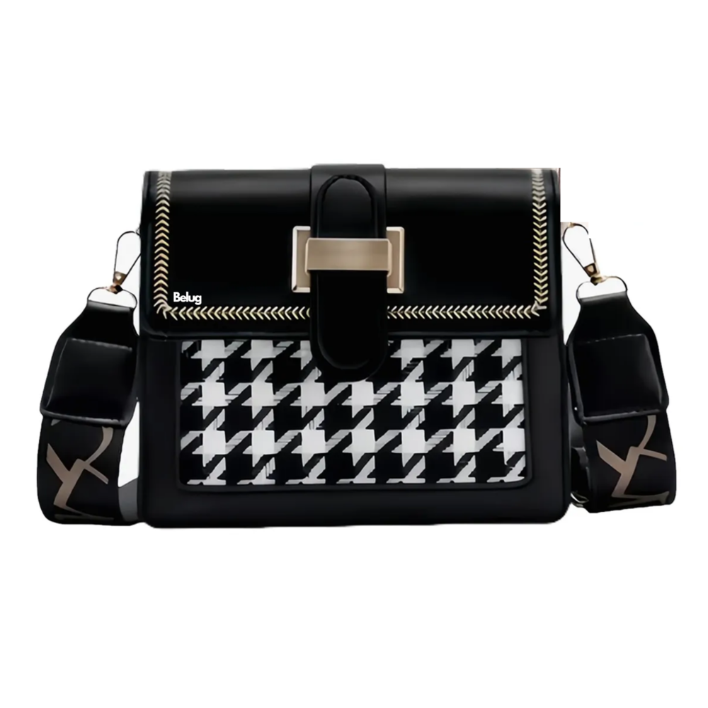 Foto 2 pulgar | Bolsa Elegante Cuadros Blancos Crossbody Belug,  Negro