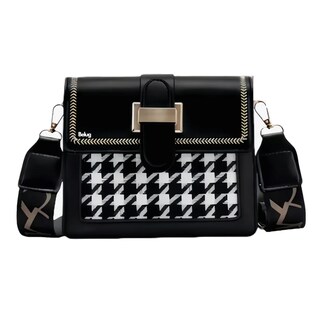 Foto 1 | Bolsa Elegante Cuadros Blancos Crossbody Belug, Negro