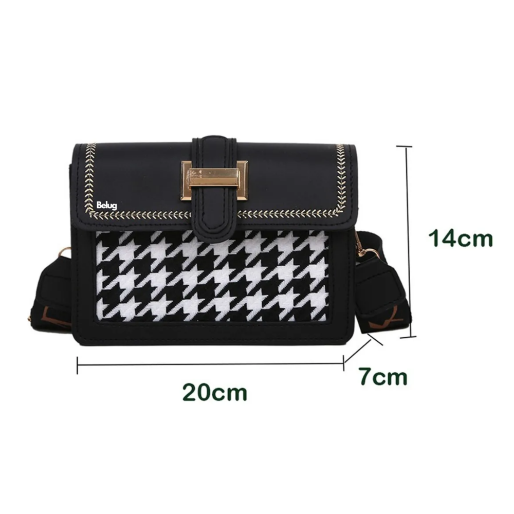 Foto 4 pulgar | Bolsa Elegante Cuadros Blancos Crossbody Belug,  Negro