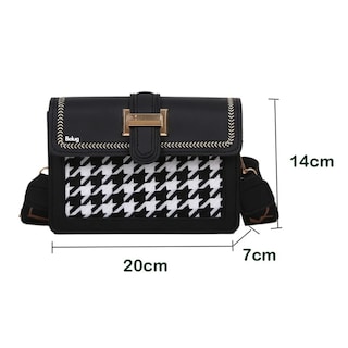 Foto 3 | Bolsa Elegante Cuadros Blancos Crossbody Belug, Negro