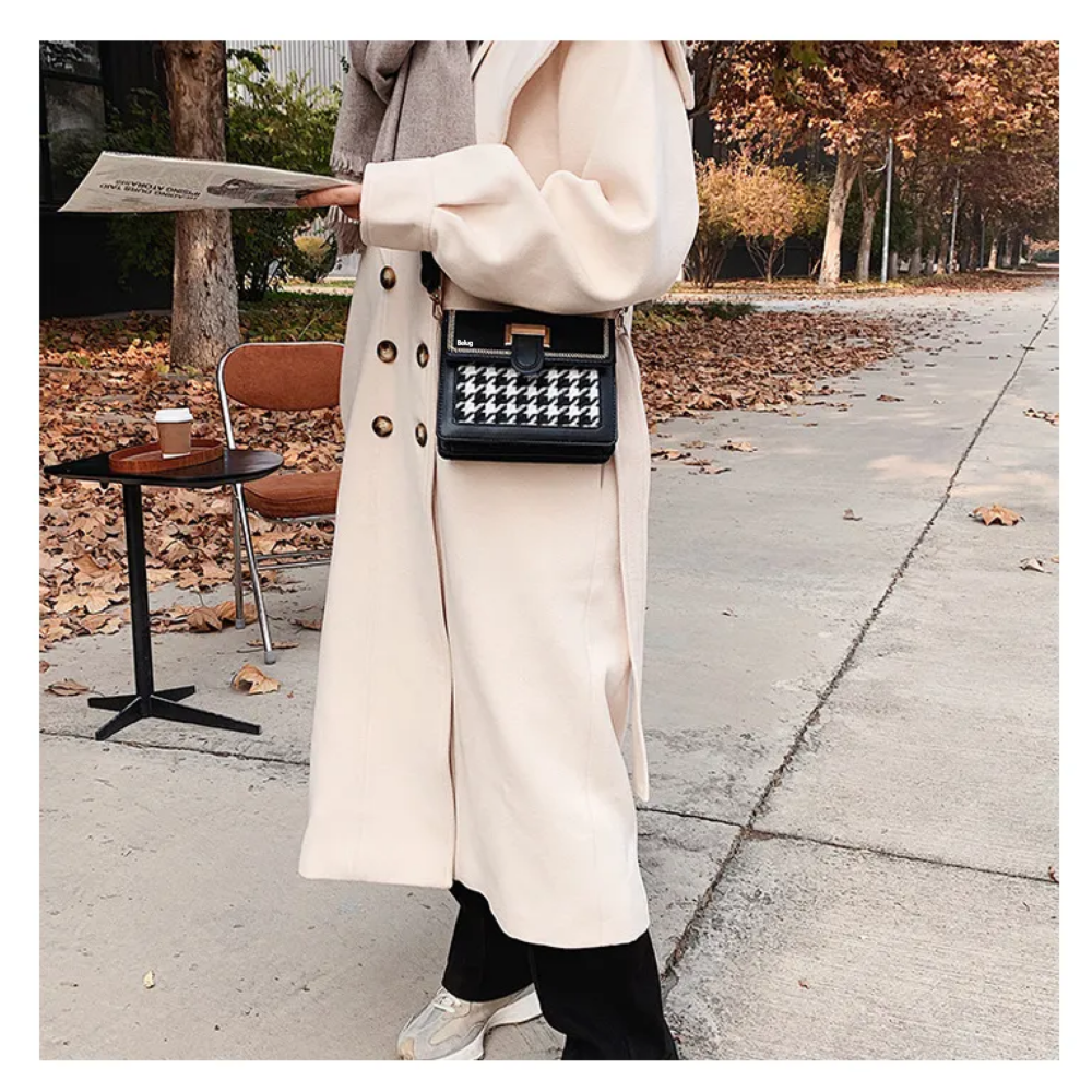 Foto 6 pulgar | Bolsa Elegante Cuadros Blancos Crossbody Belug,  Negro