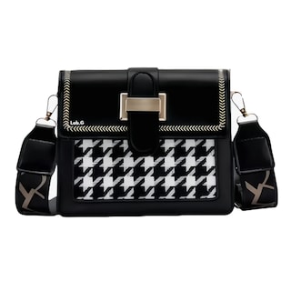 Foto 1 | Bolsa Elegante Cuadros Blancos Crossbody Lab.g, Negro