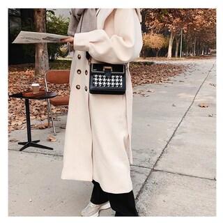 Foto 5 | Bolsa Elegante Cuadros Blancos Crossbody Lab.g, Negro