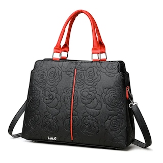 Foto 1 | Bolso De Mujer Impermeable Lab.g Diseño De La Tela Floreado Negro Rojo