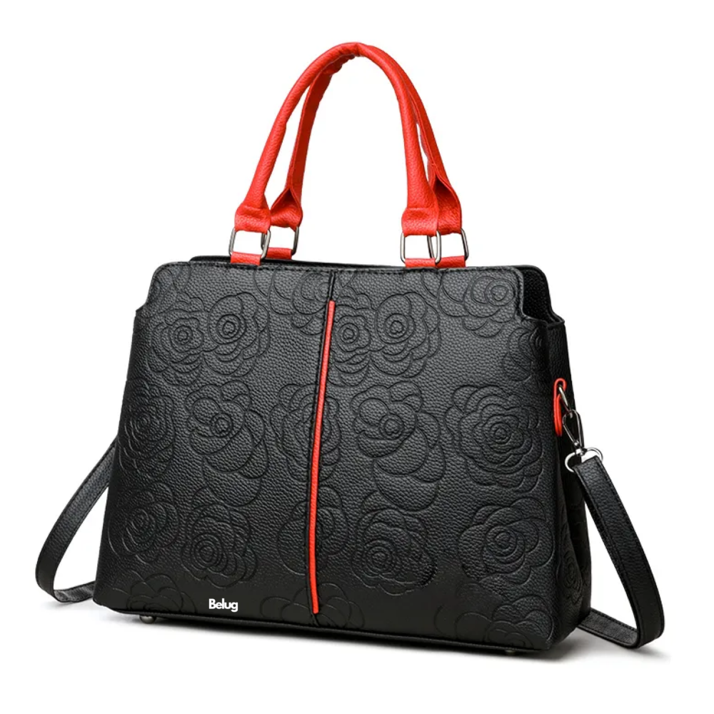 Foto 2 pulgar | Bolso De Mujer Impermeable Belug  Diseño De La Tela Floreado Negro Rojo