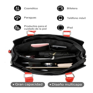 Foto 3 | Bolso De Mujer Impermeable Belug Diseño De La Tela Floreado Negro Rojo