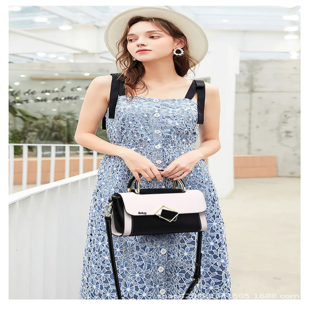 Foto 2 | Bolso De Hombro Para Mujer, Bolso De Gran Capacidad  Belug, Negro/blanco