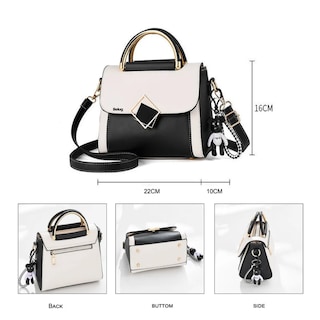 Foto 3 | Bolso De Hombro Para Mujer, Bolso De Gran Capacidad Belug, Negro/blanco